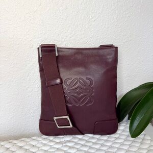 LOEWE Anagram Crossbody Shoulder Bag Leather Brown